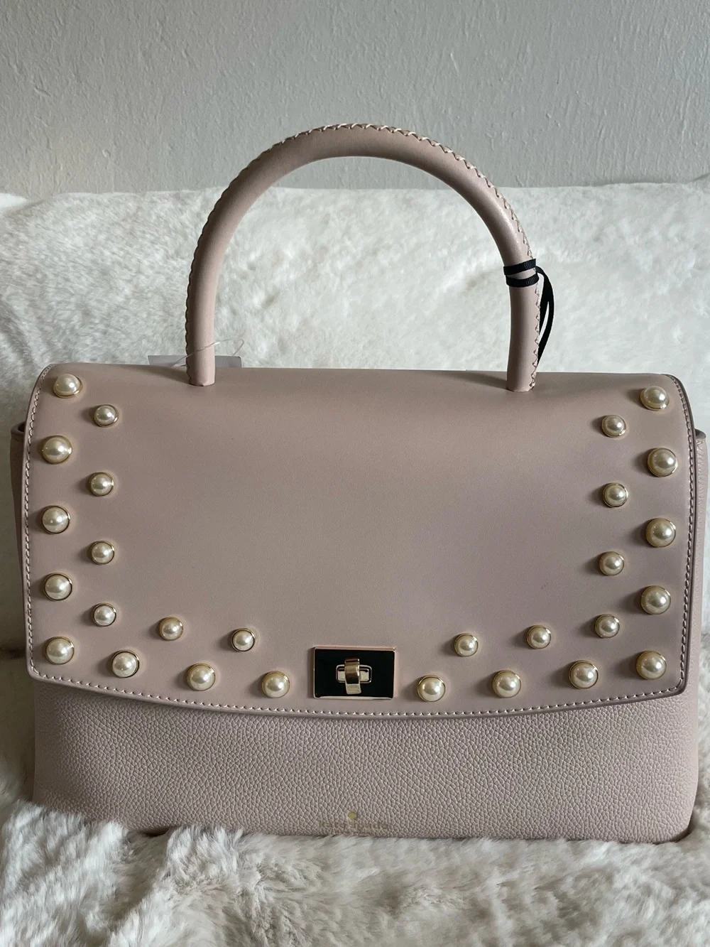 NWT Kate Spade Top-Handle Women's Pearl-Stud Satchel in Blush Pink